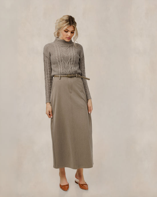 Cable Knit Sweater - Beige - WW61068T-A