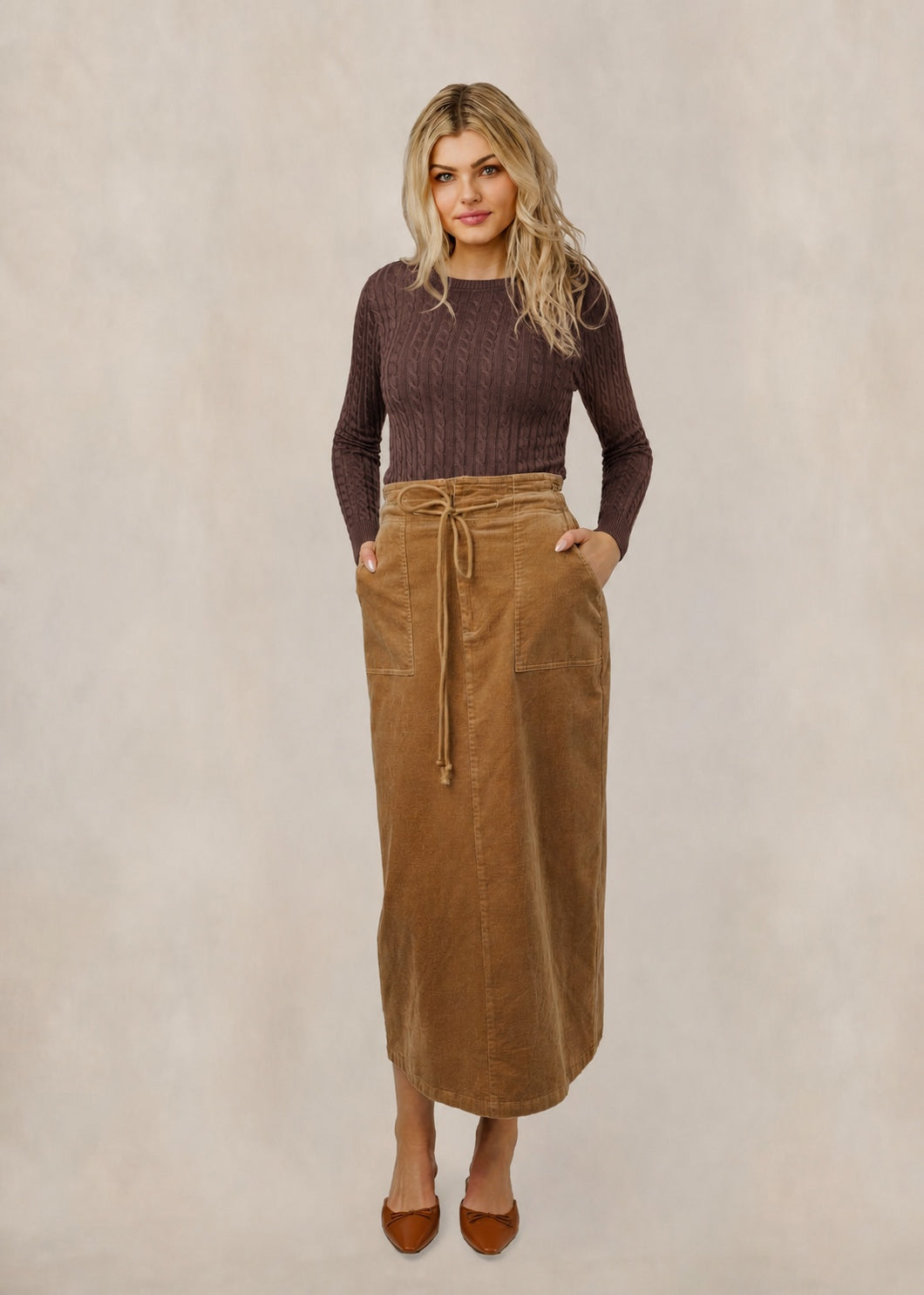 Cable Knit Top - Brown