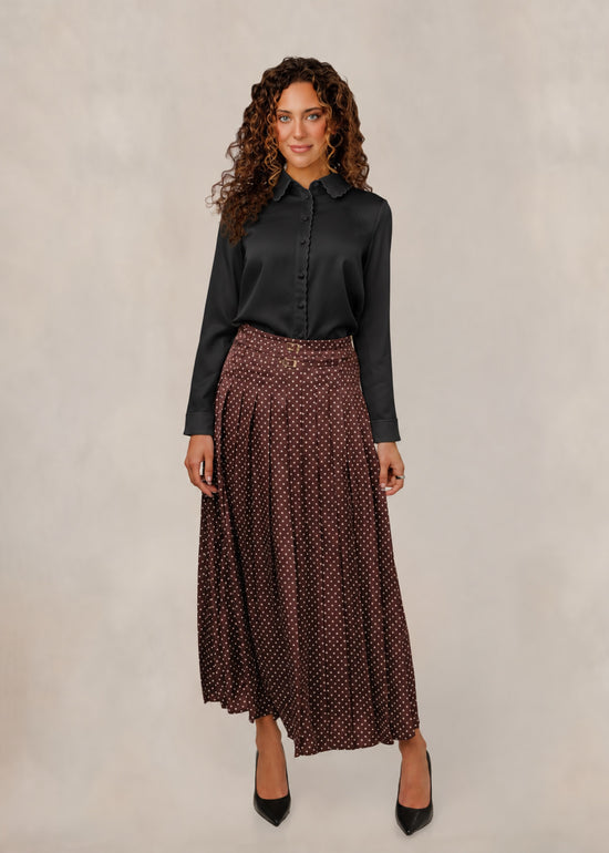Black Chiffon Button Down Blouse