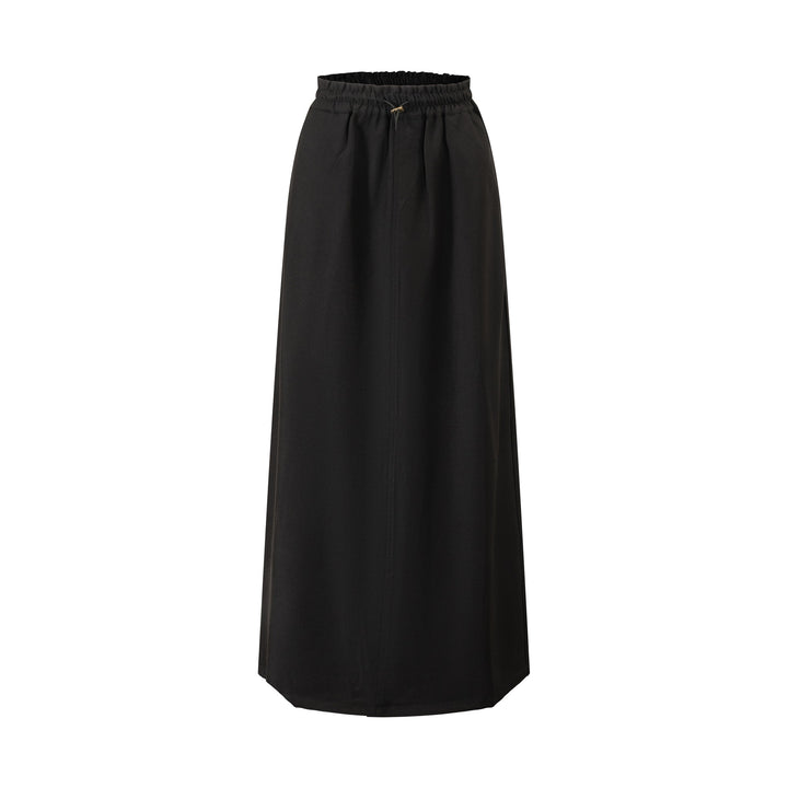 Elastic Waist Column Skirt - Black