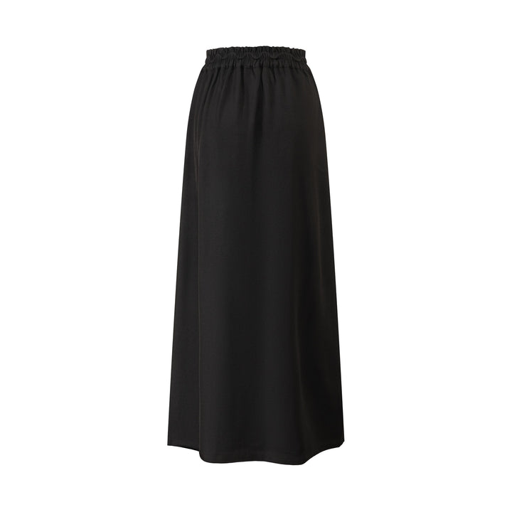 Elastic Waist Column Skirt - Black